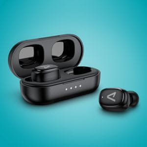  bezdrátová Bluetooth sluchátka lamax dots3 play nezkreslený zvuk pohodlná konstrukce uzavřená hlasový asistent mikrofon pro handsfree dlouhá výdrž na nabití zabudované ovládání