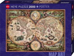 Heye Puzzle Stará mapa světa 2000 dílků