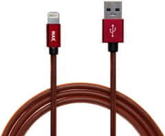 MAX kabel Lightning opletený, 1m, červená
