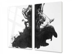 Glasdekor Ochranná deska černý dým bílé pozadí - Ochranná deska: 40x40cm, Lepení na zeď: Bez lepení na zeď