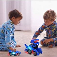 JOJOY® Transformující se dinosauří auto s LED DYNOCAR Modrá