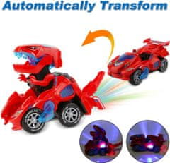 Transformující se dinosauří auto s LED DYNOCAR Červená