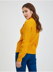 Orsay Žlutý dámský žebrovaný svetr s ozdobnými knoflíky ORSAY XL