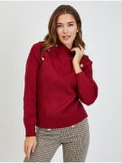 Orsay Červený dámský žebrovaný svetr s ozdobnými knoflíky ORSAY M