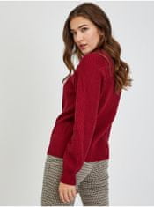 Orsay Červený dámský žebrovaný svetr s ozdobnými knoflíky ORSAY M