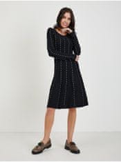 Orsay Černé dámské vzorované svetrové šaty ORSAY S