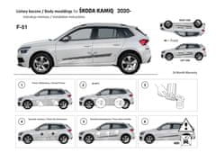 Rider Ochranné boční lišty na dveře, Škoda Kamiq, 2019- ,
