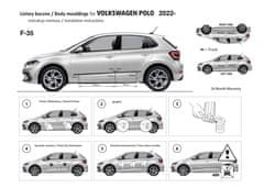 Rider Ochranné boční lišty na dveře, VW Polo VI, 2022- , Facelift