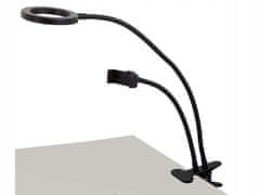 Verk 15751 Lampa s klipem a držákem na mobil, USB 24 LED černá