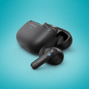  bezdrátová Bluetooth sluchátka lamax clips1 nezkreslený zvuk pohodlná konstrukce uzavřená hlasový asistent mikrofon pro handsfree dlouhá výdrž na nabití zabudované ovládání