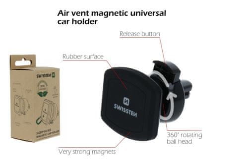 SWISSTEN Magnetický držák do ventilace auta S-Grip AV-M3 (ECO BALENÍ) - 8595217475427
