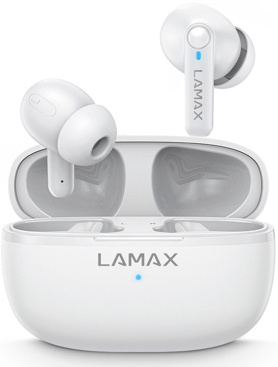  bezdrátová Bluetooth sluchátka lamax clips1 nezkreslený zvuk pohodlná konstrukce uzavřená hlasový asistent mikrofon pro handsfree dlouhá výdrž na nabití zabudované ovládání 
