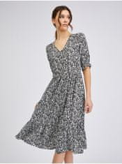 Orsay Bílo-černé dámské květované šaty 34