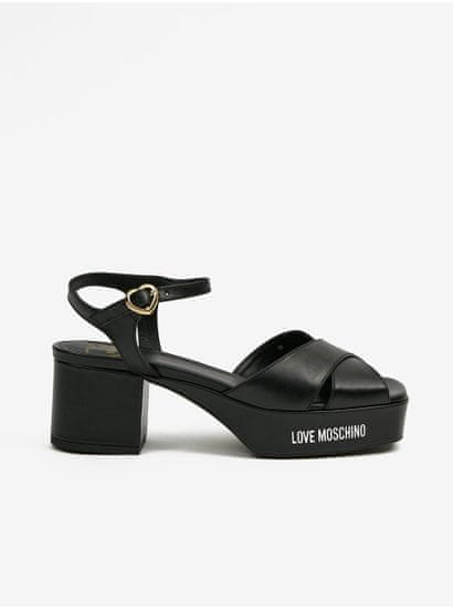 Love Moschino Černé dámské kožené sandály Love Moschino