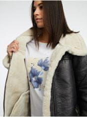 Orsay Černá dámská koženková bunda s umělým kožíškem 38