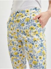 Orsay Žluto-bílé dámské zkrácené květované kalhoty 40