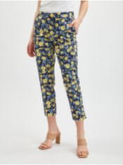 Orsay Žluto-modré dámské zkrácené květované kalhoty 40