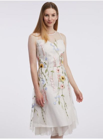 Orsay Bílé dámské květované šaty ke kolenům