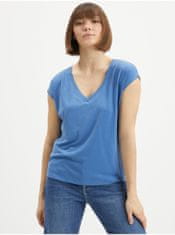 VILA Modré dámské basic tričko VILA Modala S