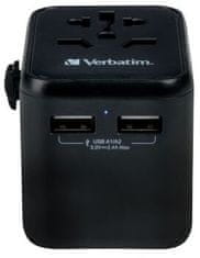Verbatim univerzální cestovní adaptér UTA-01, 2x USB-A