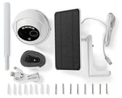 Nedis IP kamera 4G solární/ venkovní/ IP65/ Wi-Fi/ 1080p/ PIR senzor/ USB-C/ microSD/ noční vidění/ Android/ iOS/ bílá