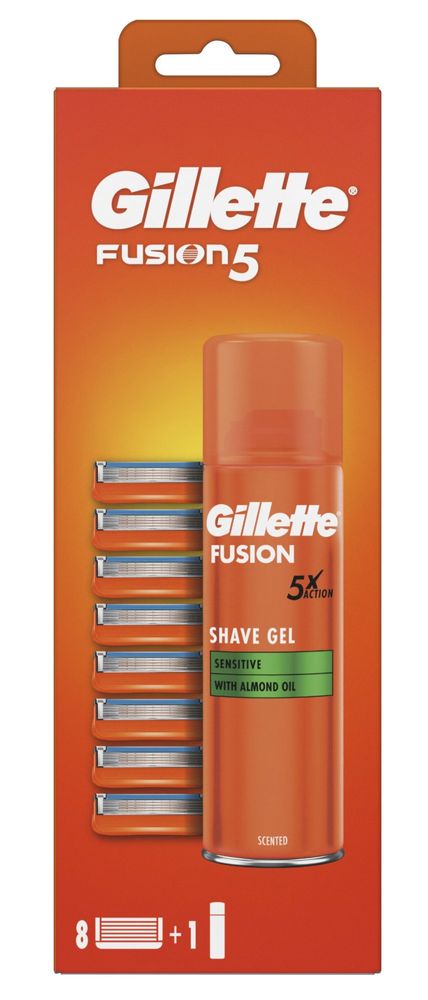 Levně Gillette Fusion5 Holicí Hlavice 8 Ks + Fusion5 Ultra Sensitive 200 ml