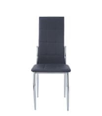 Jídelní židle, černá koženková s černými chromovanými nohami, 100 cm