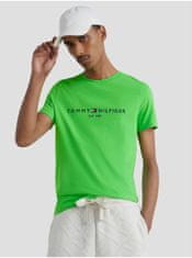 Tommy Hilfiger Světle zelené pánské tričko Tommy Hilfiger L