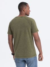 OMBRE Pánské tričko s krátkým rukávem Kamains tmavě olivová S