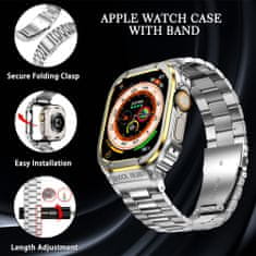 X-Site Řemínek pro Apple watch kovový 3Beads 45mm s krytem zlatý