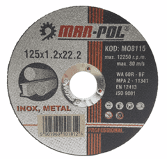 MAR-POL Kotouč řezný na ocel, nerez, 125x1,2x22,2mm MAR-POL