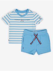 Tommy Hilfiger Sada klučičího pruhovaného trička a kraťasů v modro-bílé barvě Tommy Hilfiger 74