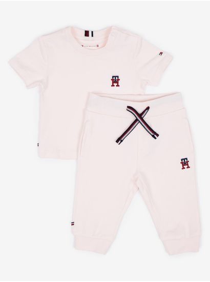 Tommy Hilfiger Sada holčičího trička a tepláků ve světle růžové barvě Tommy Hilfiger