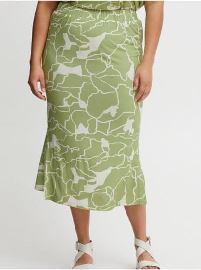 Fransa Bílo-zelená dámská vzorovaná midi sukně Fransa