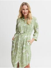Bílo-zelené dámské vzorované košilové šaty Fransa S