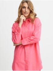 Fransa Růžová dámská košile s příměsí lnu Fransa L