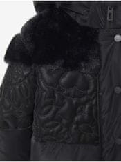 Desigual Černá dívčí vzorovaná zimní bunda s kapucí a umělým kožíškem Desigual Kids Exterior 122-128