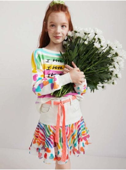 Desigual Bílá holčičí vzorovaná sukně s páskem Desigual Suiza