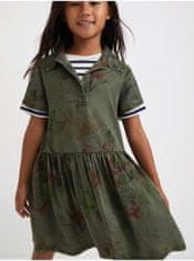 Desigual Khaki holčičí vzorované šaty Desigual Mickey Camo Flower 98-104