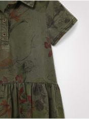 Desigual Khaki holčičí vzorované šaty Desigual Mickey Camo Flower 158-161
