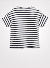 Desigual Modro-bílé holčičí vzorované tričko Desigual Mickey Sunglasses 122-128