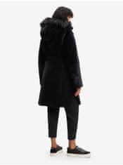 Desigual Černý dámský zimní kabát s kožíškem Desigual Sundsvall XL