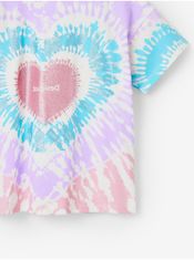Desigual Bílo-fialové holčičí batikované tričko Desigual Hippie 134-140