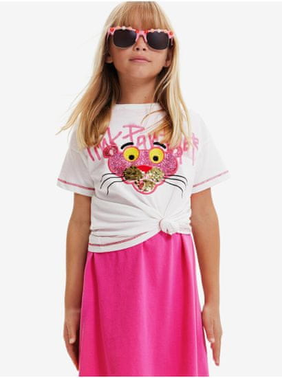 Desigual Bílé holčičí tričko Desigual Pink Panther