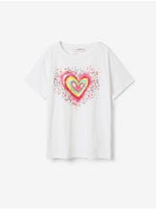 Desigual Bílé holčičí tričko Desigual Heart 122-128