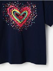 Desigual Tmavě modré holčičí tričko Desigual Heart 110-116