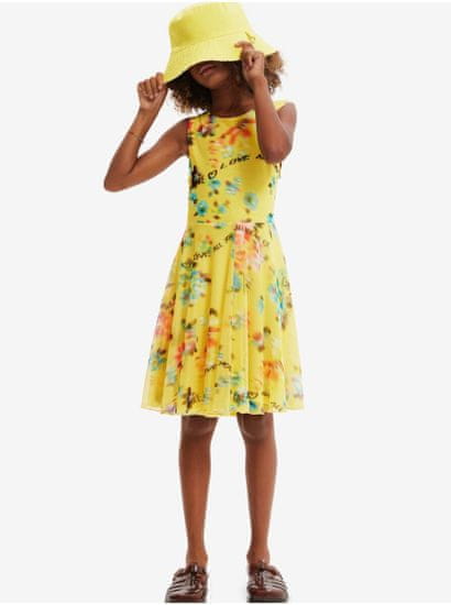 Desigual Žluté holčičí květované šaty Desigual Gardenia