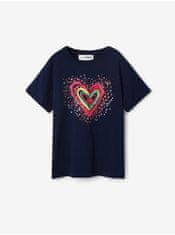 Desigual Tmavě modré holčičí tričko Desigual Heart 110-116