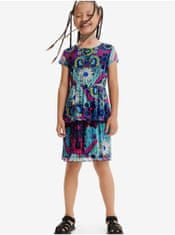Desigual Růžovo-tyrkysové holčičí vzorované šaty Desigual Caleido 110-116