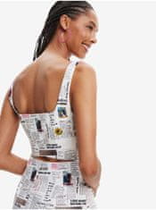 Desigual Bílé dámské vzorované šaty s průstřihem Desigual Breaking News XL